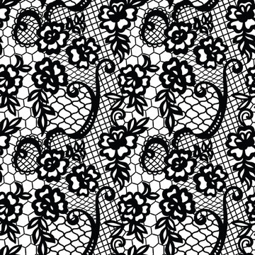 Lace seamless pattern with flowers