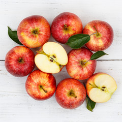 Äpfel Apfel rot Obst Frucht Früchte quadratisch von oben
