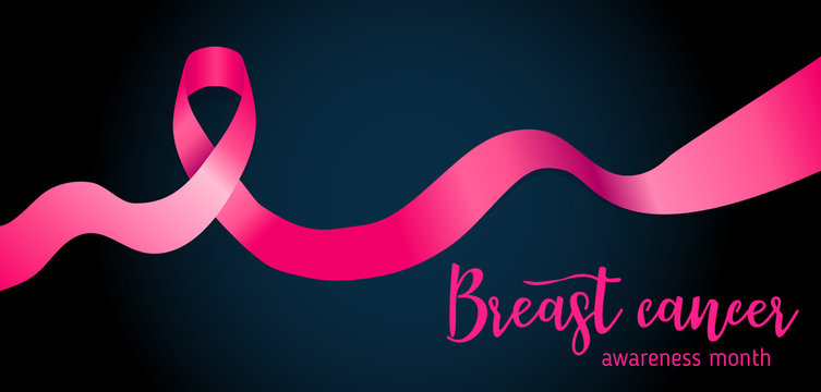 October: Breast Cancer Awareness Month, annual campaign to increase awareness of the disease. Pink ribbon, vector illustration isolated