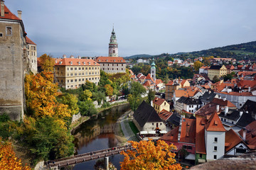 Blick auf die Burg und die Stadt Krumau