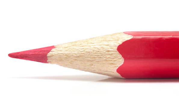 Red Pencil Head Macro Isolated On White Background