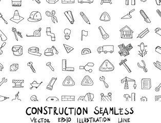 Doodle sketch construction tool icons seamless pattern background Illustration eps10