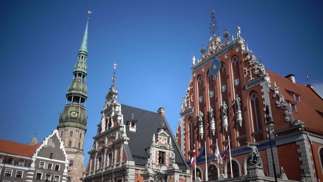 Riga, Latvia. House of the Blackheads and Cathedral in the old town