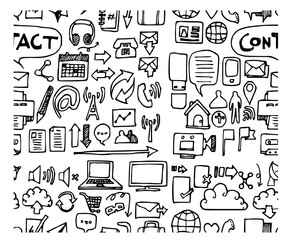 contact doodle sketch background seamless vector ink eps10
