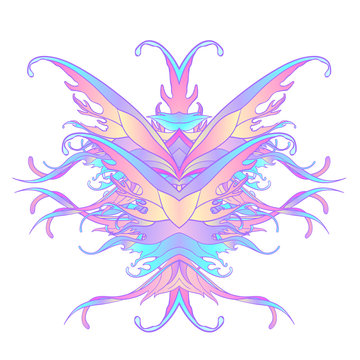 Magical fairy wings seamless pattern. Hand-drawn vector illustration. Trendy magic print, alchemy, mystery, divine goddess, Rainbow colors.