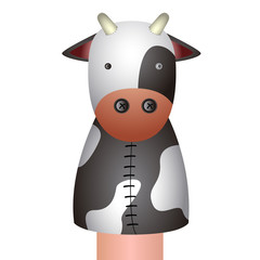 Isolated cow puppet