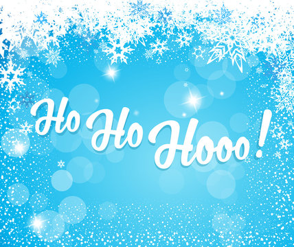 Christmas background with snowflakes and Ho Ho Hooo! text - light version
