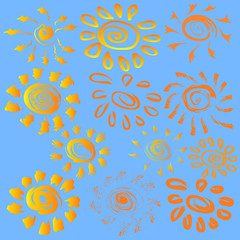 Set of symbols of the sun.