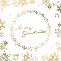 Christmas background with snowflakes and simple Merry Christmas text - white version
