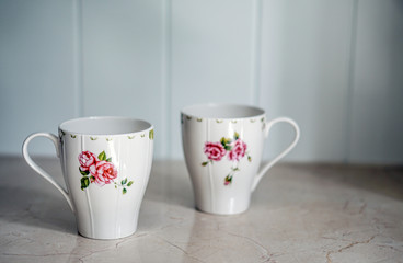 white rose flower floral pattern cup