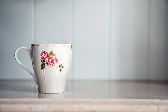 white rose flower floral pattern cup