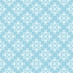 White floral seamless pattern on blue background