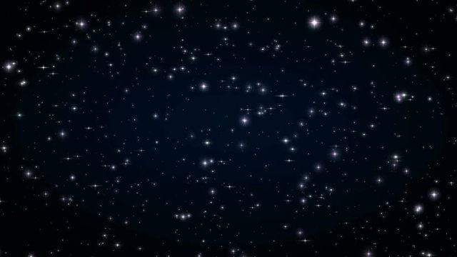 Beautiful Stars in Dark Deep Space. Looped Animation. Black Night with Twinkling Flares. 4k Ultra HD 3840x2160.