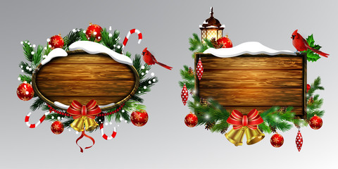 Vector wooden christmas board