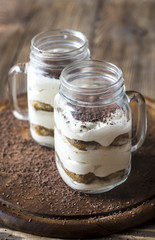 Tiramisu in the mason jars