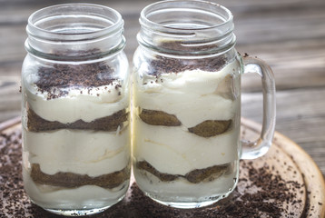 Tiramisu in the mason jars