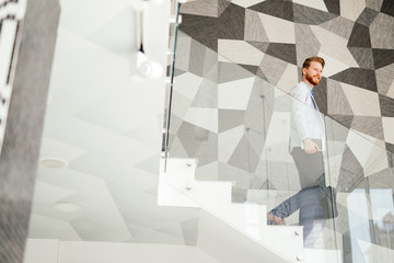 Businessman portrait on stairs