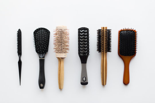 different hair brushes or combs from top