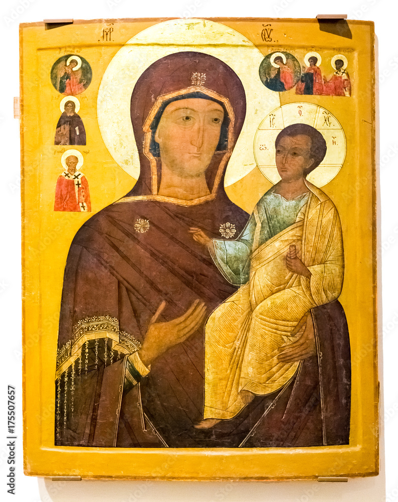 Canvas Prints Antique Russian orthodox icon. The Mother of God Hodegetria, 19th century