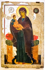 Antique Russian orthodox icon of the Virgin with the Child