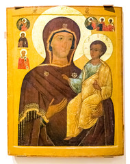 Antique Russian orthodox icon. The Mother of God Hodegetria, 19th century