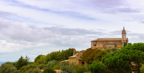 Fototapeta na wymiar Church in Montalcino town, Tuscany, Italy.