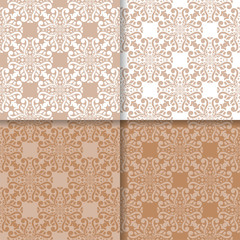 Wallpaper set of brown seamless patterns with floral ornaments
