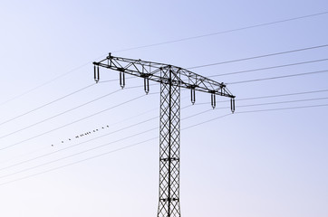 Power mast in the surrounding countryside of Berlin, Germany