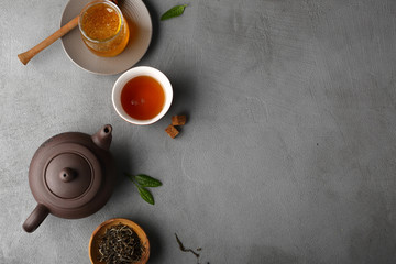Food background with tea pot