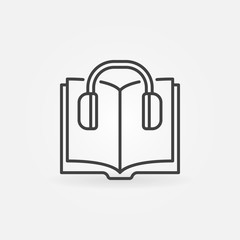 Book with headphones vector icon