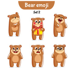 Vector set of cute bear characters. Set 2