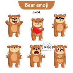 Vector set of cute bear characters. Set 4