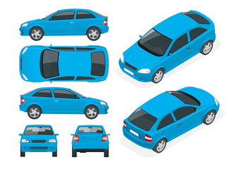 Set of Sedan Cars. Isolated car, template for car branding and advertising. © Golden Sikorka