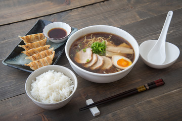 traditional tokyo style ramen with dumpling