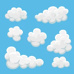 Foto auf Glas Cartoon clouds set on a blue background © lightgirl