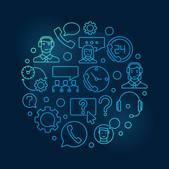 Blue customer service round vector illustration. Customer suppor