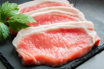 raw sliced pork meat