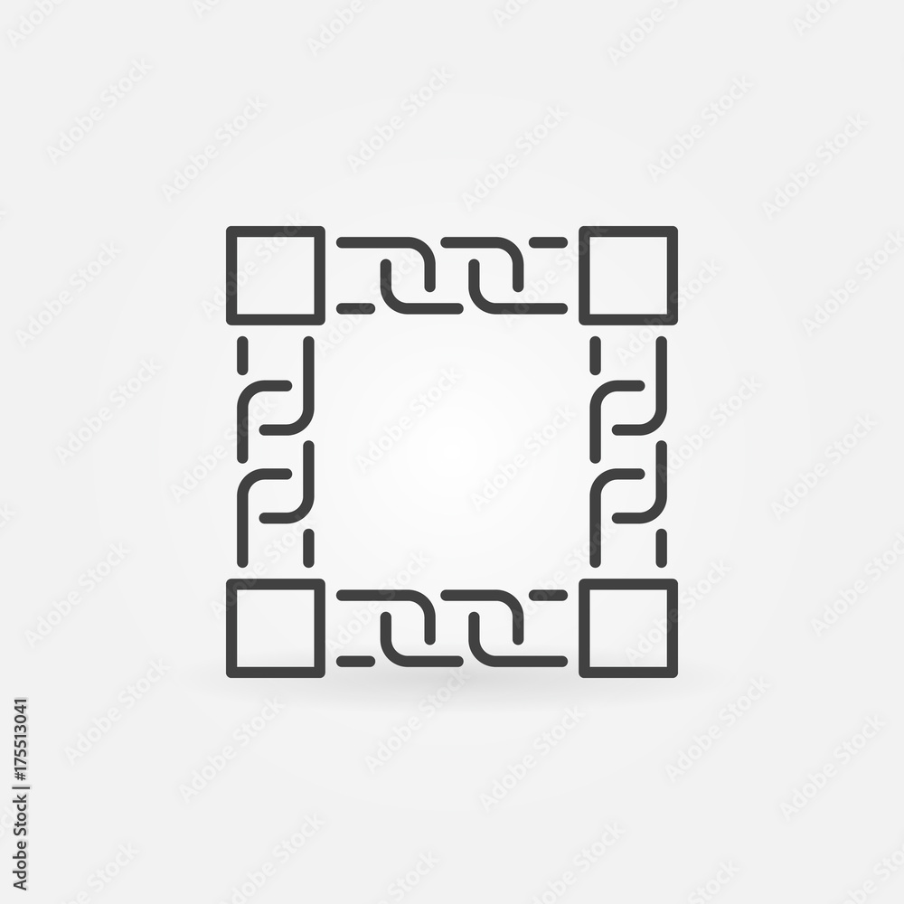 Poster blockchain outline icon - vector blocks with chain symbol