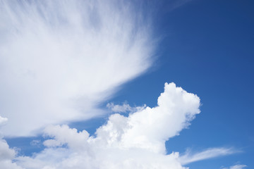 white cloudy blue sky for add text above