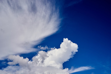 white cloudy blue sky for add text above