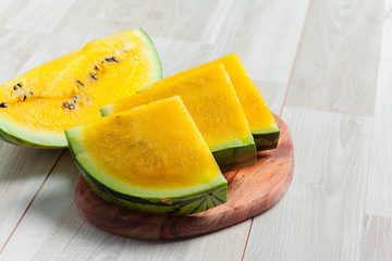 Slices of yellow watermelon