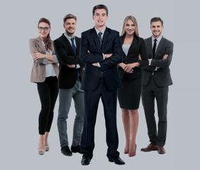 Fototapeta premium Group of smiling business people. Isolated over white background