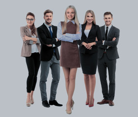 Obraz premium Group of smiling business people. Isolated over white background