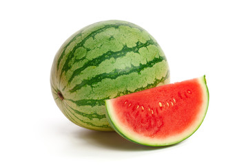 Slice of watermelon on white background