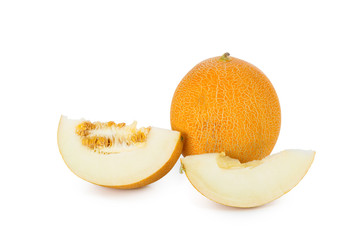 sliced melon isolated on white background