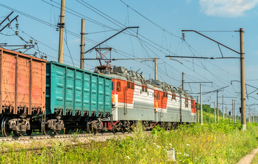 Fototapeta na wymiar Freight train in Russia