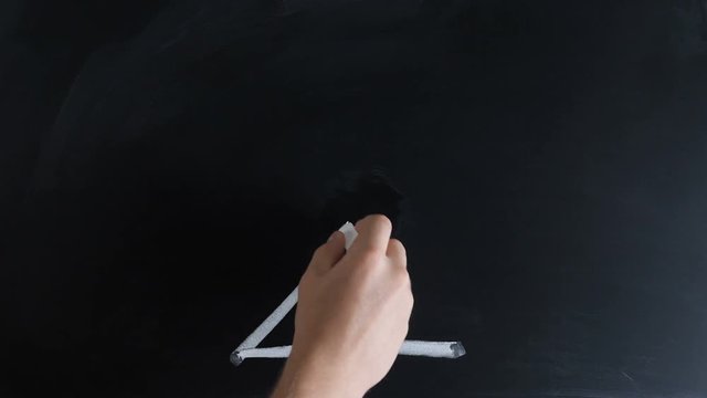 Man draws an illustration of scales. The balance between yes and no.