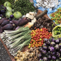 Vegetables for sale at market, Luang Prabang, Laos