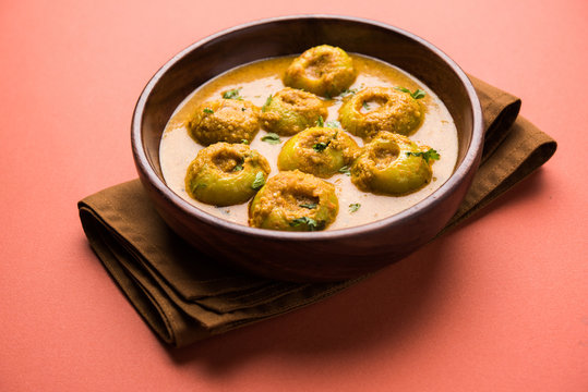 "Dhensa chi bhaji" in Marathi language popularly known as  Tinda masala in India or curry vegetable of Indian squash, selective focus