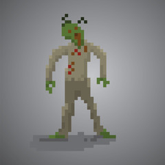 Naklejka premium Zombie pixel 8 bit vector illustration.